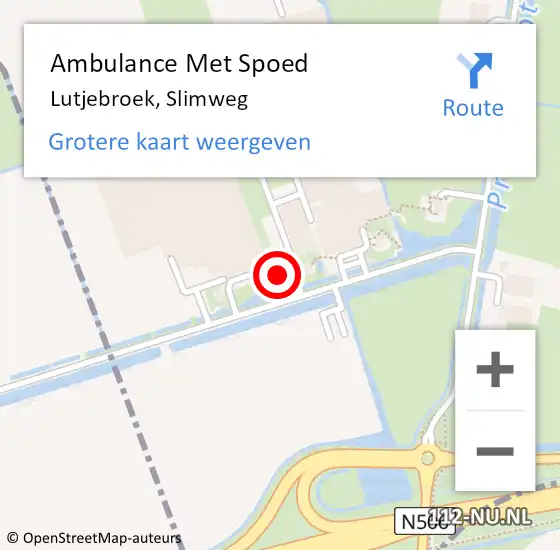 Locatie op kaart van de 112 melding: Ambulance Met Spoed Naar Lutjebroek, Slimweg op 20 augustus 2022 11:21