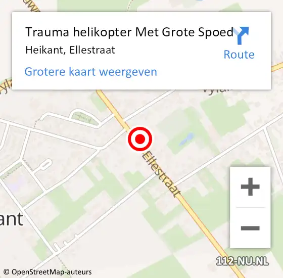 Locatie op kaart van de 112 melding: Trauma helikopter Met Grote Spoed Naar Heikant, Ellestraat op 20 augustus 2022 11:39