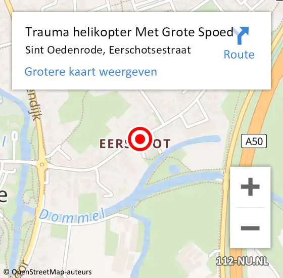 Locatie op kaart van de 112 melding: Trauma helikopter Met Grote Spoed Naar Sint Oedenrode, Eerschotsestraat op 20 augustus 2022 12:01