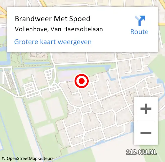 Locatie op kaart van de 112 melding: Brandweer Met Spoed Naar Vollenhove, Van Haersoltelaan op 20 augustus 2022 12:06