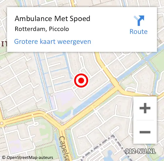 Locatie op kaart van de 112 melding: Ambulance Met Spoed Naar Rotterdam, Piccolo op 20 augustus 2022 12:09