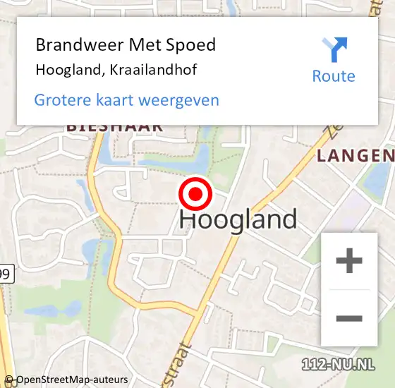 Locatie op kaart van de 112 melding: Brandweer Met Spoed Naar Hoogland, Kraailandhof op 20 augustus 2022 13:21