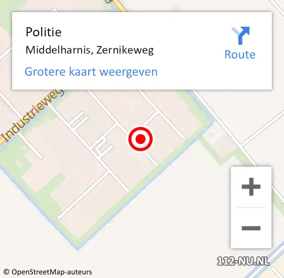 Locatie op kaart van de 112 melding: Politie Middelharnis, Zernikeweg op 20 augustus 2022 13:28