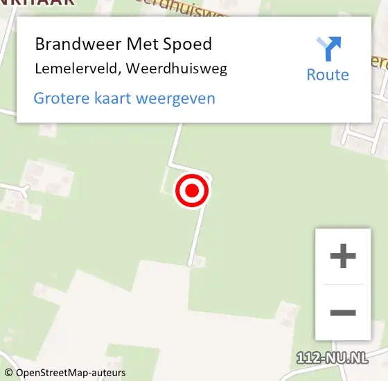 Locatie op kaart van de 112 melding: Brandweer Met Spoed Naar Lemelerveld, Weerdhuisweg op 20 augustus 2022 14:00
