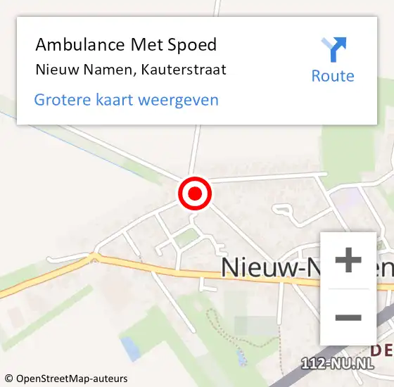 Locatie op kaart van de 112 melding: Ambulance Met Spoed Naar Nieuw Namen, Kauterstraat op 27 juli 2014 01:08