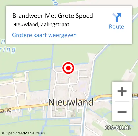 Locatie op kaart van de 112 melding: Brandweer Met Grote Spoed Naar Nieuwland, Zalingstraat op 20 augustus 2022 14:43