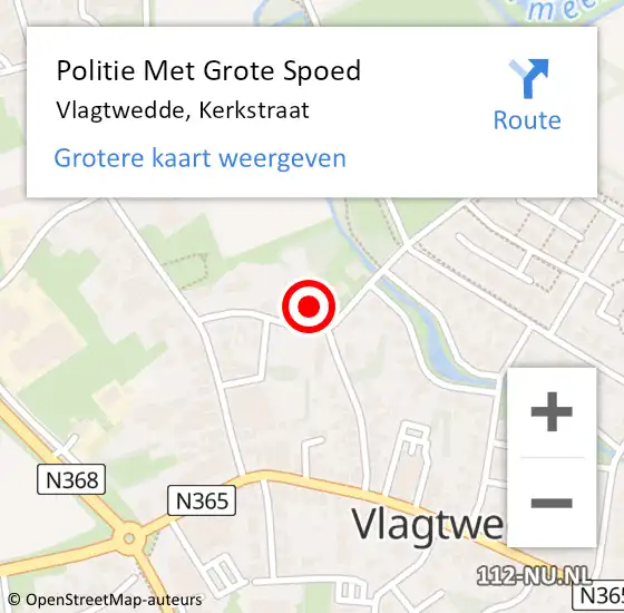 Locatie op kaart van de 112 melding: Politie Met Grote Spoed Naar Vlagtwedde, Kerkstraat op 20 augustus 2022 14:48