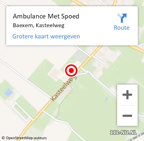 Locatie op kaart van de 112 melding: Ambulance Met Spoed Naar Baexem, Kasteelweg op 20 augustus 2022 15:03