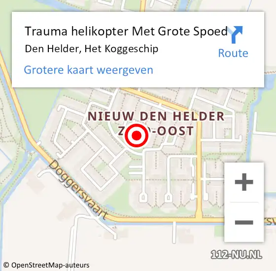 Locatie op kaart van de 112 melding: Trauma helikopter Met Grote Spoed Naar Den Helder, Het Koggeschip op 20 augustus 2022 16:07