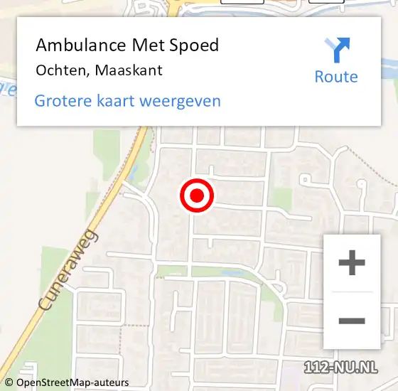 Locatie op kaart van de 112 melding: Ambulance Met Spoed Naar Ochten, Maaskant op 20 augustus 2022 16:16