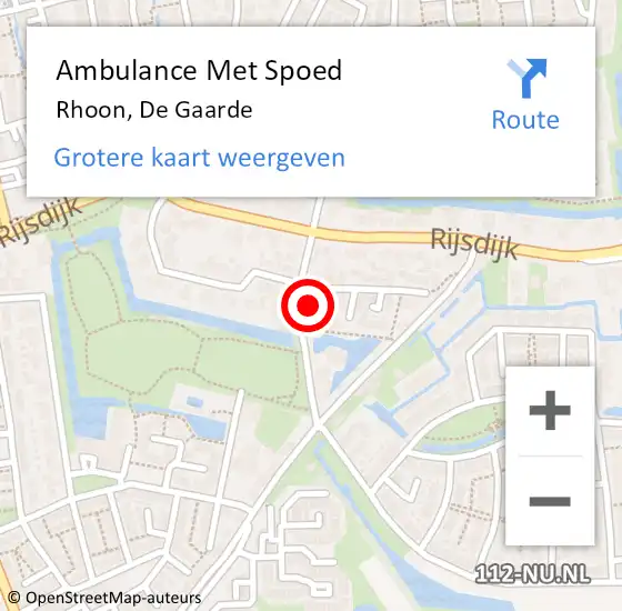 Locatie op kaart van de 112 melding: Ambulance Met Spoed Naar Rhoon, De Gaarde op 20 augustus 2022 16:19