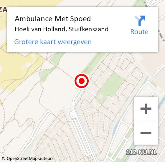 Locatie op kaart van de 112 melding: Ambulance Met Spoed Naar Hoek van Holland, Stuifkenszand op 20 augustus 2022 16:23