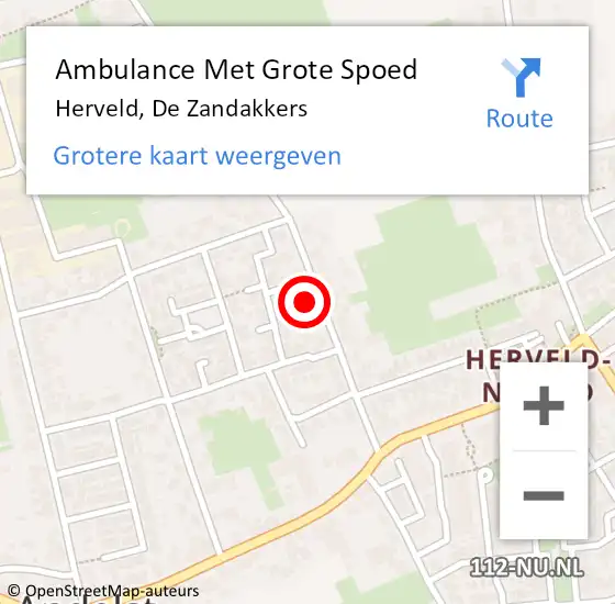 Locatie op kaart van de 112 melding: Ambulance Met Grote Spoed Naar Herveld, De Zandakkers op 20 augustus 2022 16:24
