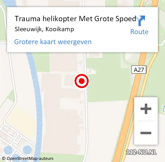 Locatie op kaart van de 112 melding: Trauma helikopter Met Grote Spoed Naar Sleeuwijk, Kooikamp op 20 augustus 2022 16:25