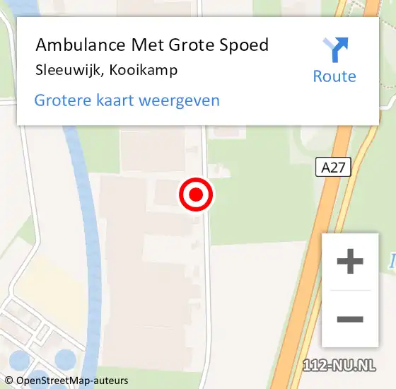 Locatie op kaart van de 112 melding: Ambulance Met Grote Spoed Naar Sleeuwijk, Kooikamp op 20 augustus 2022 16:27