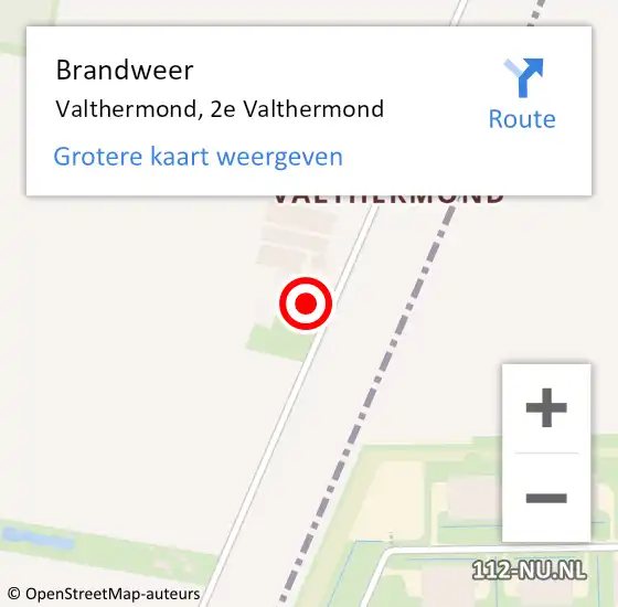 Locatie op kaart van de 112 melding: Brandweer Valthermond, 2e Valthermond op 20 augustus 2022 16:43