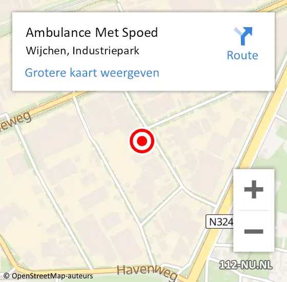 Locatie op kaart van de 112 melding: Ambulance Met Spoed Naar Wijchen, Industriepark op 20 augustus 2022 16:50