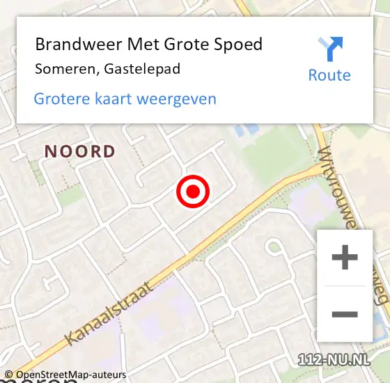 Locatie op kaart van de 112 melding: Brandweer Met Grote Spoed Naar Someren, Gastelepad op 20 augustus 2022 16:56