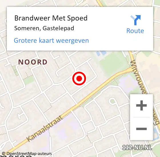 Locatie op kaart van de 112 melding: Brandweer Met Spoed Naar Someren, Gastelepad op 20 augustus 2022 16:58