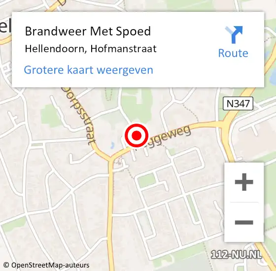 Locatie op kaart van de 112 melding: Brandweer Met Spoed Naar Hellendoorn, Hofmanstraat op 20 augustus 2022 17:01