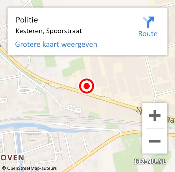 Locatie op kaart van de 112 melding: Politie Kesteren, Spoorstraat op 20 augustus 2022 17:03