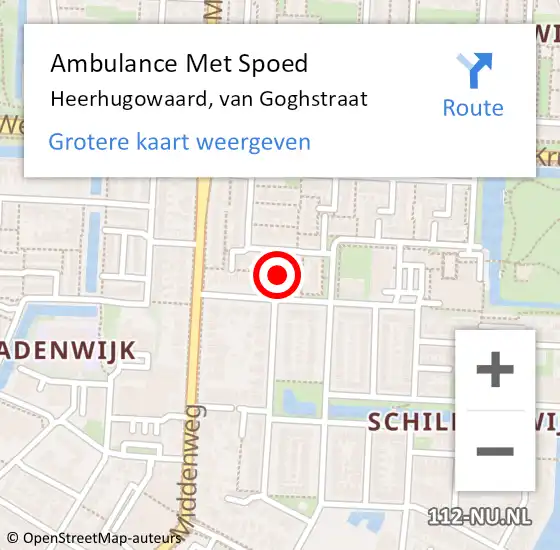 Locatie op kaart van de 112 melding: Ambulance Met Spoed Naar Heerhugowaard, van Goghstraat op 20 augustus 2022 17:10