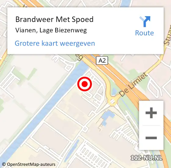 Locatie op kaart van de 112 melding: Brandweer Met Spoed Naar Vianen, Lage Biezenweg op 20 augustus 2022 17:11