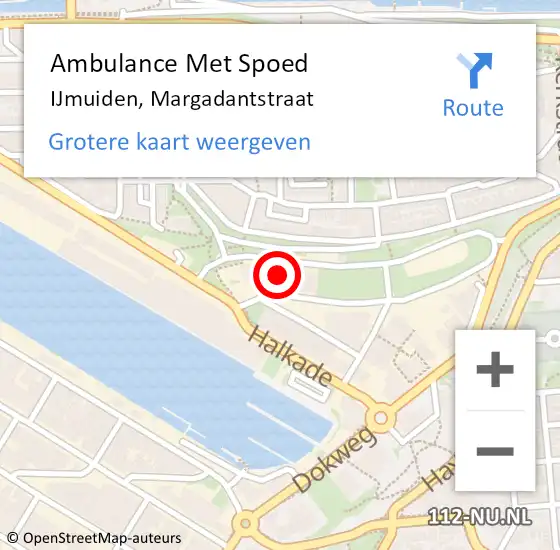 Locatie op kaart van de 112 melding: Ambulance Met Spoed Naar IJmuiden, Margadantstraat op 20 augustus 2022 17:23