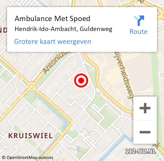 Locatie op kaart van de 112 melding: Ambulance Met Spoed Naar Hendrik-Ido-Ambacht, Guldenweg op 20 augustus 2022 17:28