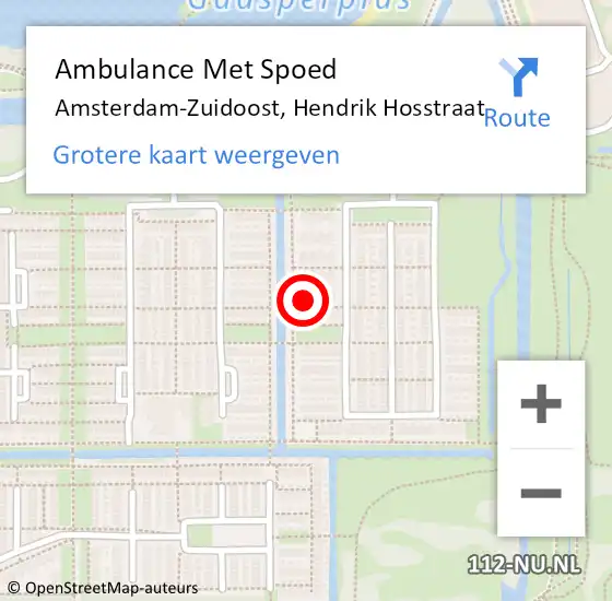 Locatie op kaart van de 112 melding: Ambulance Met Spoed Naar Amsterdam-Zuidoost, Hendrik Hosstraat op 20 augustus 2022 17:28