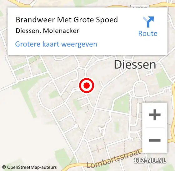 Locatie op kaart van de 112 melding: Brandweer Met Grote Spoed Naar Diessen, Molenacker op 20 augustus 2022 17:50