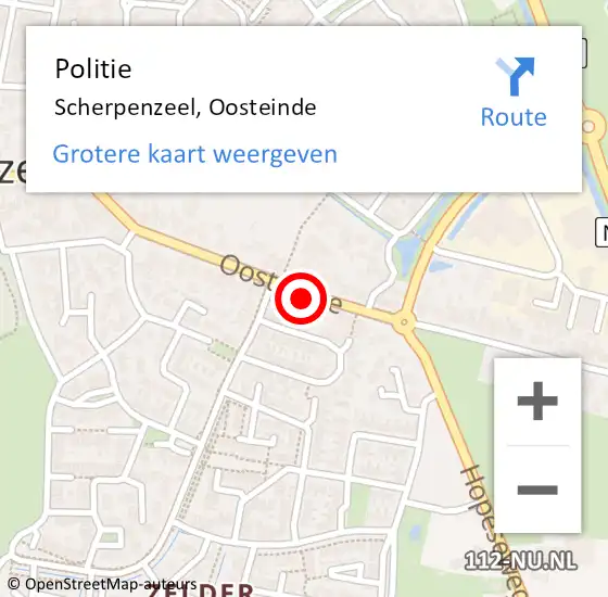 Locatie op kaart van de 112 melding: Politie Scherpenzeel, Oosteinde op 20 augustus 2022 18:02