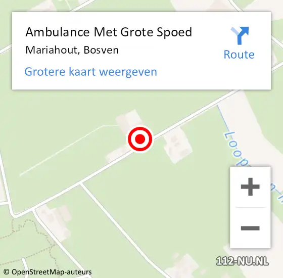 Locatie op kaart van de 112 melding: Ambulance Met Grote Spoed Naar Mariahout, Bosven op 27 juli 2014 01:57