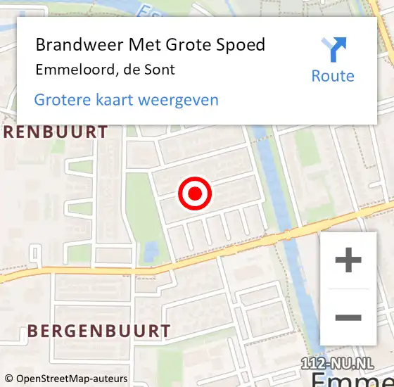 Locatie op kaart van de 112 melding: Brandweer Met Grote Spoed Naar Emmeloord, de Sont op 20 augustus 2022 18:18