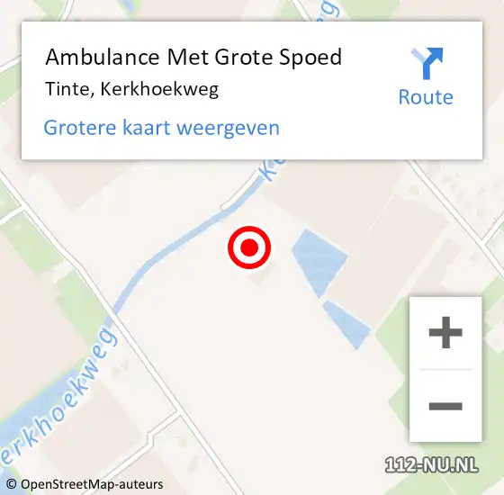 Locatie op kaart van de 112 melding: Ambulance Met Grote Spoed Naar Tinte, Kerkhoekweg op 20 augustus 2022 18:32