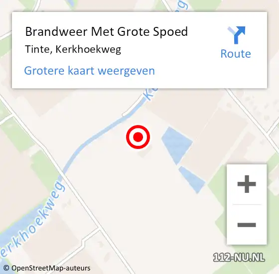 Locatie op kaart van de 112 melding: Brandweer Met Grote Spoed Naar Tinte, Kerkhoekweg op 20 augustus 2022 18:32