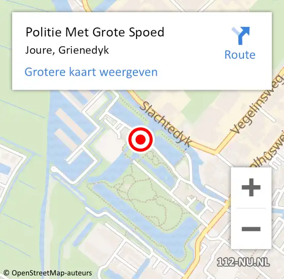 Locatie op kaart van de 112 melding: Politie Met Grote Spoed Naar Joure, Grienedyk op 20 augustus 2022 18:43