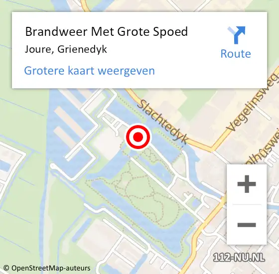 Locatie op kaart van de 112 melding: Brandweer Met Grote Spoed Naar Joure, Grienedyk op 20 augustus 2022 18:43