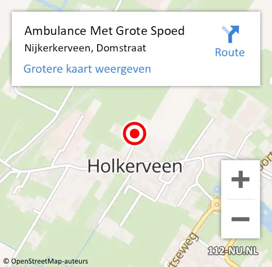 Locatie op kaart van de 112 melding: Ambulance Met Grote Spoed Naar Nijkerkerveen, Domstraat op 20 augustus 2022 18:43