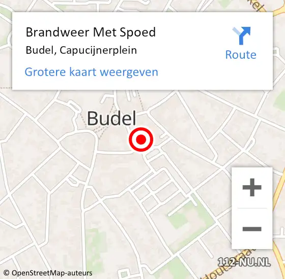Locatie op kaart van de 112 melding: Brandweer Met Spoed Naar Budel, Capucijnerplein op 20 augustus 2022 18:49