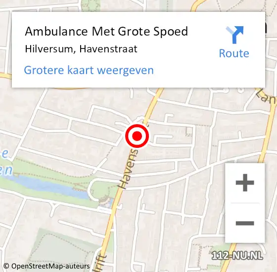 Locatie op kaart van de 112 melding: Ambulance Met Grote Spoed Naar Hilversum, Havenstraat op 27 juli 2014 02:09
