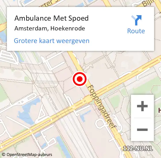 Locatie op kaart van de 112 melding: Ambulance Met Spoed Naar Amsterdam-Zuidoost, Hoekenrode op 20 augustus 2022 19:03