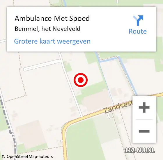 Locatie op kaart van de 112 melding: Ambulance Met Spoed Naar Bemmel, het Nevelveld op 20 augustus 2022 19:15