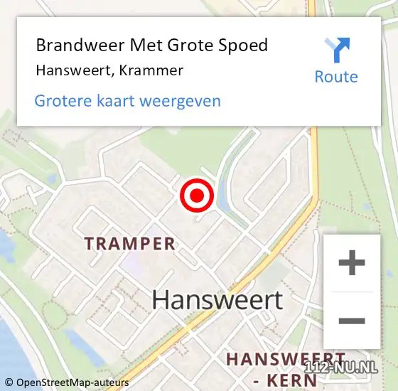 Locatie op kaart van de 112 melding: Brandweer Met Grote Spoed Naar Hansweert, Krammer op 20 augustus 2022 19:27