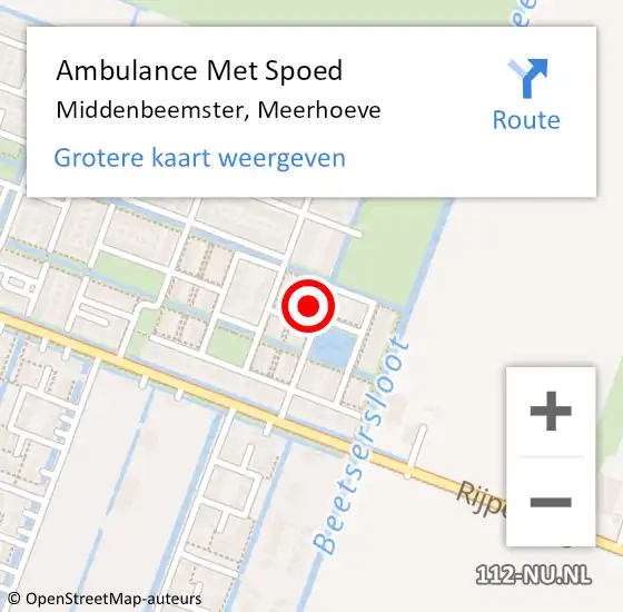 Locatie op kaart van de 112 melding: Ambulance Met Spoed Naar Middenbeemster, Meerhoeve op 20 augustus 2022 19:37
