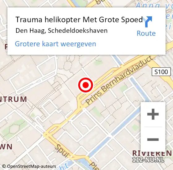 Locatie op kaart van de 112 melding: Trauma helikopter Met Grote Spoed Naar Den Haag, Schedeldoekshaven op 20 augustus 2022 19:57