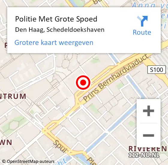 Locatie op kaart van de 112 melding: Politie Met Grote Spoed Naar Den Haag, Schedeldoekshaven op 20 augustus 2022 20:00
