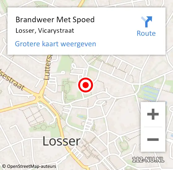 Locatie op kaart van de 112 melding: Brandweer Met Spoed Naar Losser, Vicarystraat op 20 augustus 2022 20:10