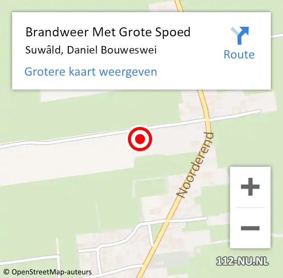 Locatie op kaart van de 112 melding: Brandweer Met Grote Spoed Naar Suwâld, Daniel Bouweswei op 20 augustus 2022 20:15