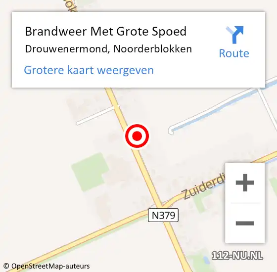 Locatie op kaart van de 112 melding: Brandweer Met Grote Spoed Naar Drouwenermond, Noorderblokken op 20 augustus 2022 20:22